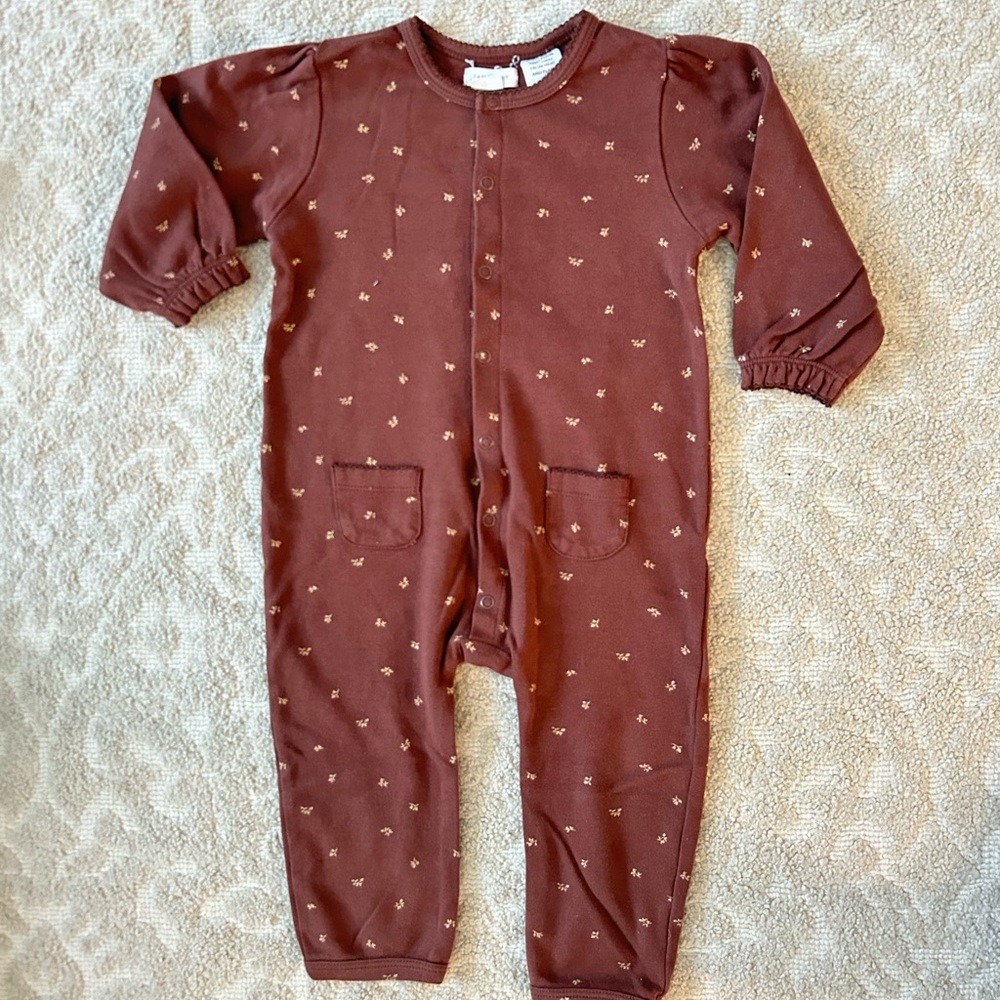 Jamie Kay nwt girls toddler footless sleeper cotton tie 2 maroon blossom